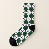 Athletic Hunter Green en White Argyle Sokken (Links - buitenkant)