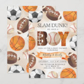 Athletic Sports Balls Boy Baby shower Invitation (Devant / Derrière)