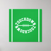 Athletic TOUCHDOWN Text Stripes On Bright Green Canvas Afdruk (Voorkant)