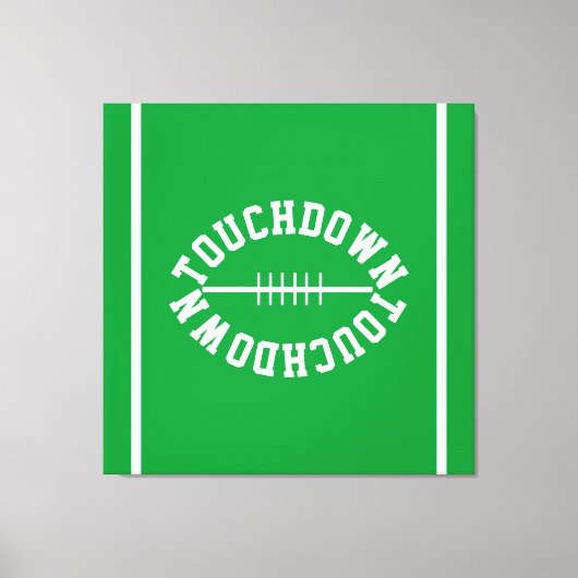 Athletic TOUCHDOWN Text Stripes On Bright Green Canvas Afdruk (Voorkant)