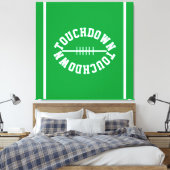 Athletic TOUCHDOWN Text Stripes On Bright Green Canvas Afdruk (Insitu (Slaapkamer))