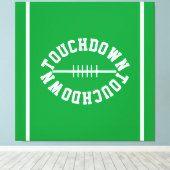 Athletic TOUCHDOWN Text Stripes On Bright Green Canvas Afdruk (Insitu (Houten vloer))