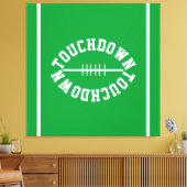Athletic TOUCHDOWN Text Stripes On Bright Green Canvas Afdruk (Insitu (Woonkamer))