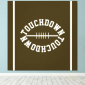 Athletic TOUCHDOWN Text Stripes On Deep Brown Canvas Afdruk (Insitu (Houten vloer))