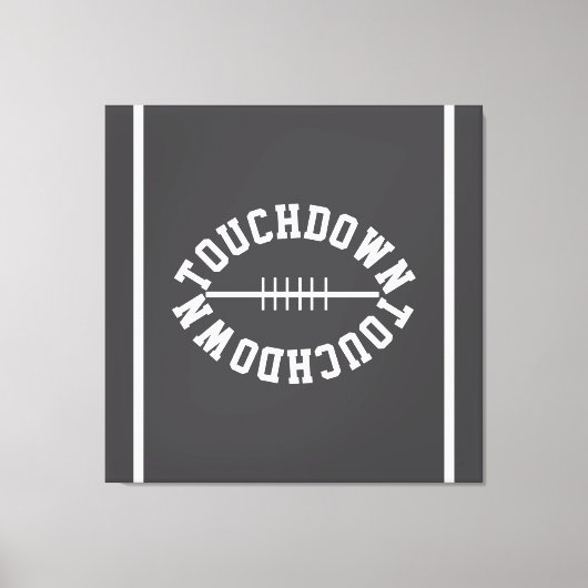Athletic TOUCHDOWN Text Stripes On Deep Gray Canvas Afdruk (Voorkant)