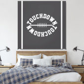 Athletic TOUCHDOWN Text Stripes On Deep Gray Canvas Afdruk (Insitu (Slaapkamer))