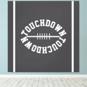 Athletic TOUCHDOWN Text Stripes On Deep Gray Canvas Afdruk (Insitu (Houten vloer))