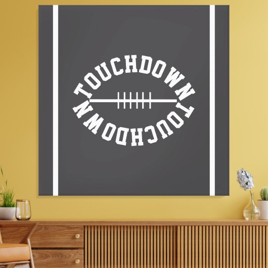 Athletic TOUCHDOWN Text Stripes On Deep Gray Canvas Afdruk (Insitu (Woonkamer))