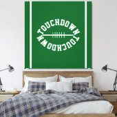 Athletic TOUCHDOWN Text Stripes On Forest Green Canvas Afdruk (Insitu (Slaapkamer))