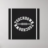 Athletic TOUCHDOWN Text Stripes On Modern Black Canvas Afdruk (Voorkant)