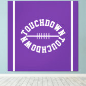 Athletic TOUCHDOWN Text Stripes On Royal Purple Canvas Afdruk (Insitu (Houten vloer))