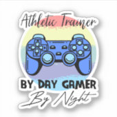 Athletic Trainer by Day Gamer - acht Sticker (Voorkant)