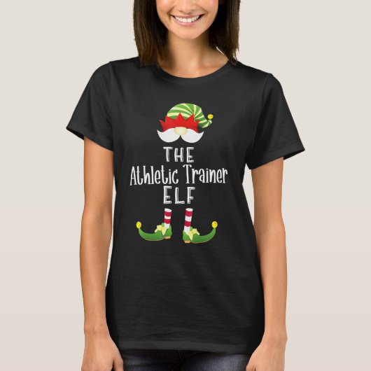 Athletic Trainer Elf Group Kerstmis Pajama Partij T-shirt (Voorkant)