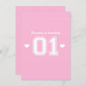 Athlétisme rose 01 1er anniversaire Invitations (Devant / Derrière)