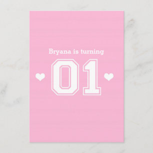 Athlétisme rose 01 1er anniversaire Invitations