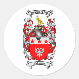 ATKINSON FAMILIE CREST - ATKINSON COAT OF ARMS RONDE STICKER