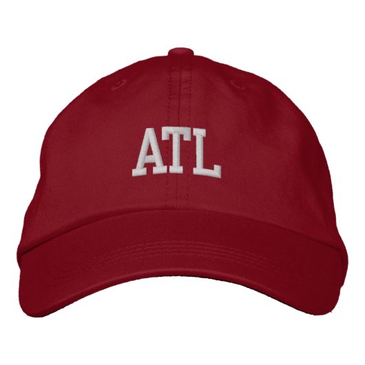 ATL "Atlanta" Monogram Wit en Rood Geborduurde Pet (Voorkant)