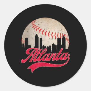 Atlanta Baseball Cityscape Lover Mannen Vrouwen Ronde Sticker
