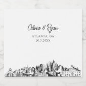 Atlanta bruiloft gepersonaliseerde champagne label sparkling wijnetiket (Enkel label)