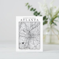 Atlanta City Map + Locatiemarker Briefkaart