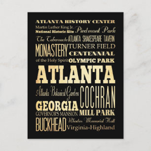 Atlanta City of Georgia State Typography Art Briefkaart