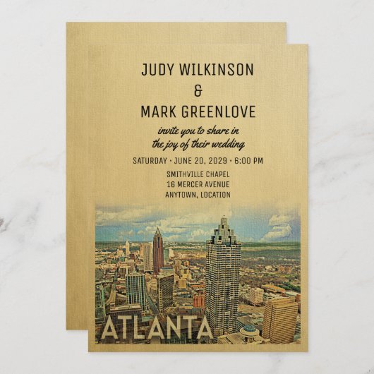 Atlanta Faire-part de mariage Géorgie (Devant / Derrière)