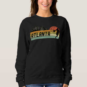 Atlanta Ga Cityscape Retro Sun Basketball Fans Trui