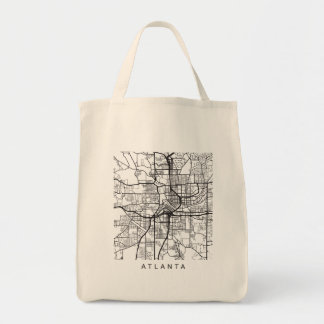 Atlanta GA Minimalist City Street Map Dark Design Tote Bag