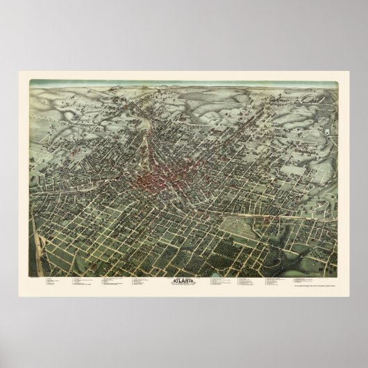 Atlanta, GA Panoramic Map - 1892 Poster (Voorkant)
