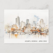 Atlanta Georgia Aquarel Landschap Bruiloft Briefkaart (Voorkant)