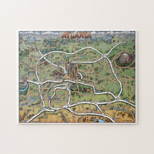 Atlanta Georgia Cartoon Map Puzzle Legpuzzel (Horizontaal)