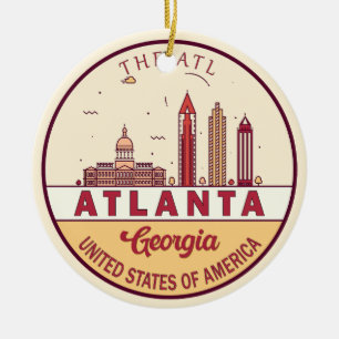 Atlanta Georgia City Skyline Emblem Keramisch Ornament
