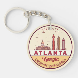 Atlanta Georgia City Skyline Emblem Sleutelhanger