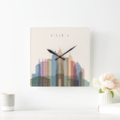Atlanta, Georgia | City Skyline Vierkante Klok (Huis)