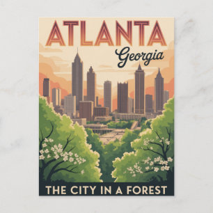 Atlanta Georgia De Stad in Een Bos Briefkaart
