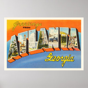Atlanta Georgia GA Old Vintage Travel Briefkaart- Poster