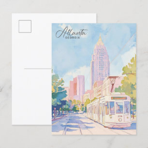 Atlanta Georgia Gouache Schilderillustratie Reizen Briefkaart