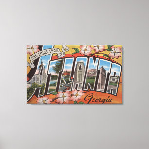 Atlanta, Georgia - Grote letterscènes 3 Canvas Afdruk