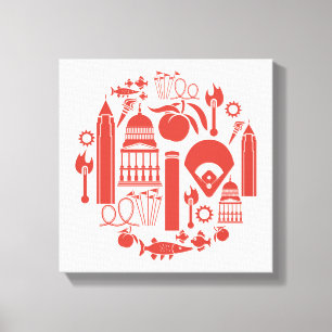 Atlanta Georgia Icons Canvas Afdruk