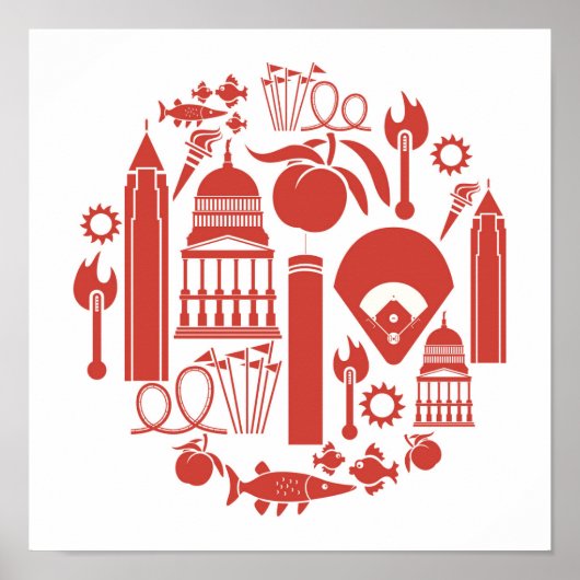 Atlanta Georgia Icons Poster (Voorkant)
