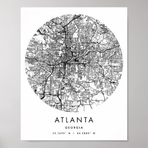 Atlanta Georgia Minimal Modern Circle Street Map Poster