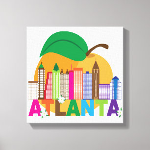 Atlanta, Georgia Peach Skyline Canvas Afdruk