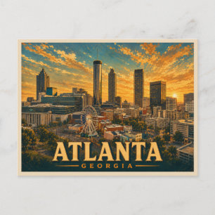 Atlanta Georgia Reis in Retro Stijl Briefkaart