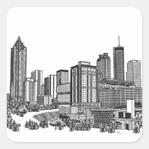 Atlanta Georgia Skyline Art Vierkante Sticker