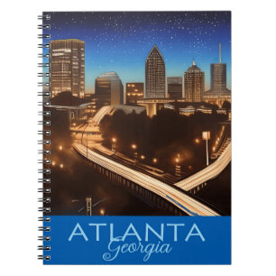 Atlanta Georgia Skyline Blue en Gold Evening Notitieboek