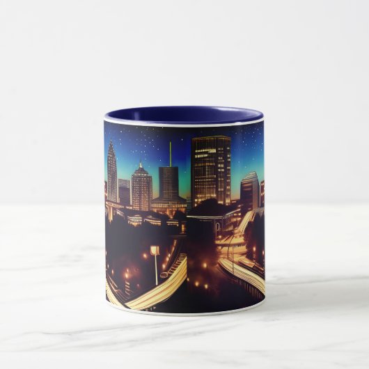 Atlanta Georgia Skyline Blue Starry Evening Mok (Midden)