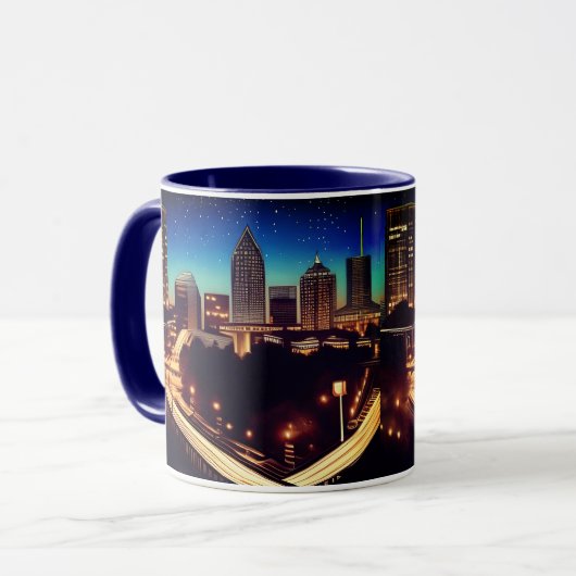 Atlanta Georgia Skyline Blue Starry Evening Mok (Voorkant links)