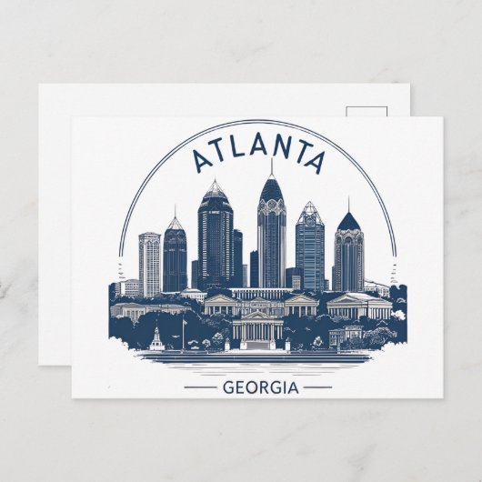 Atlanta Georgia Skyline Briefkaart (Voorkant / Achterkant)