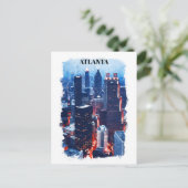 Atlanta Georgia Skyline City Uitzicht Waterverf Briefkaart (Staand voorkant)
