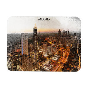 Atlanta Georgia Skyline Panorama Uitzicht Magneet